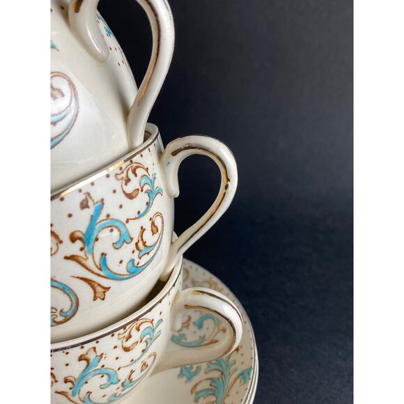 Rare Alfred Meakin Brierley Teacup & Saucer Set (3 Cups, 2 Saucers) | Antique - Picture 2 of 10